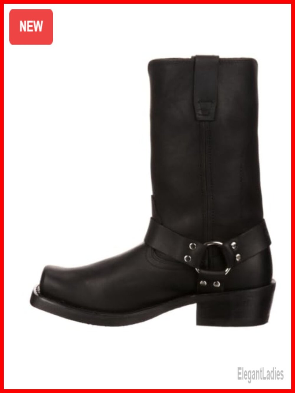Western Harness Boot Full-Grain Leather Mid-Calf Snoot Toe